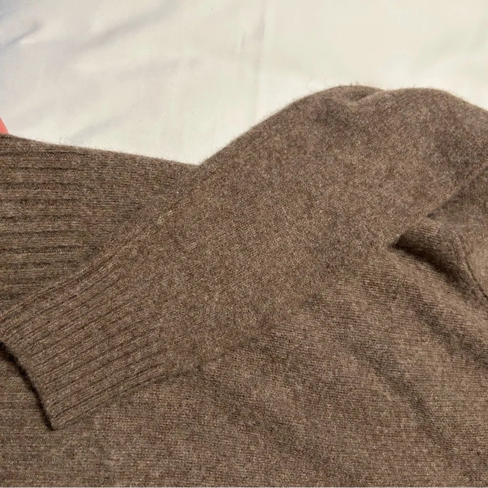 Quince Womens 100% Yak Wool Turtleneck Sweater Heather Brown M medium - Picture 4 of 9